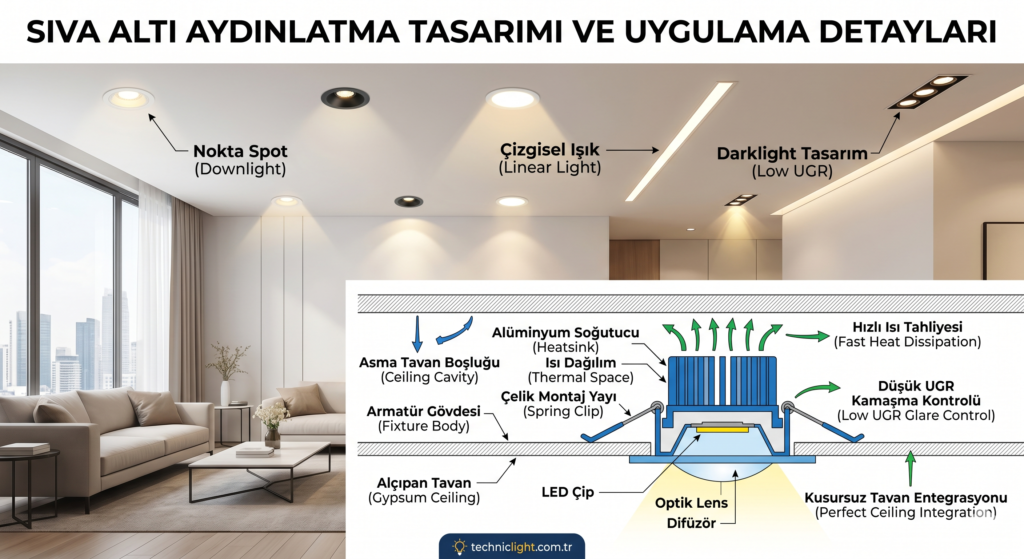 sıva altı led spot aydınlatma armatürü