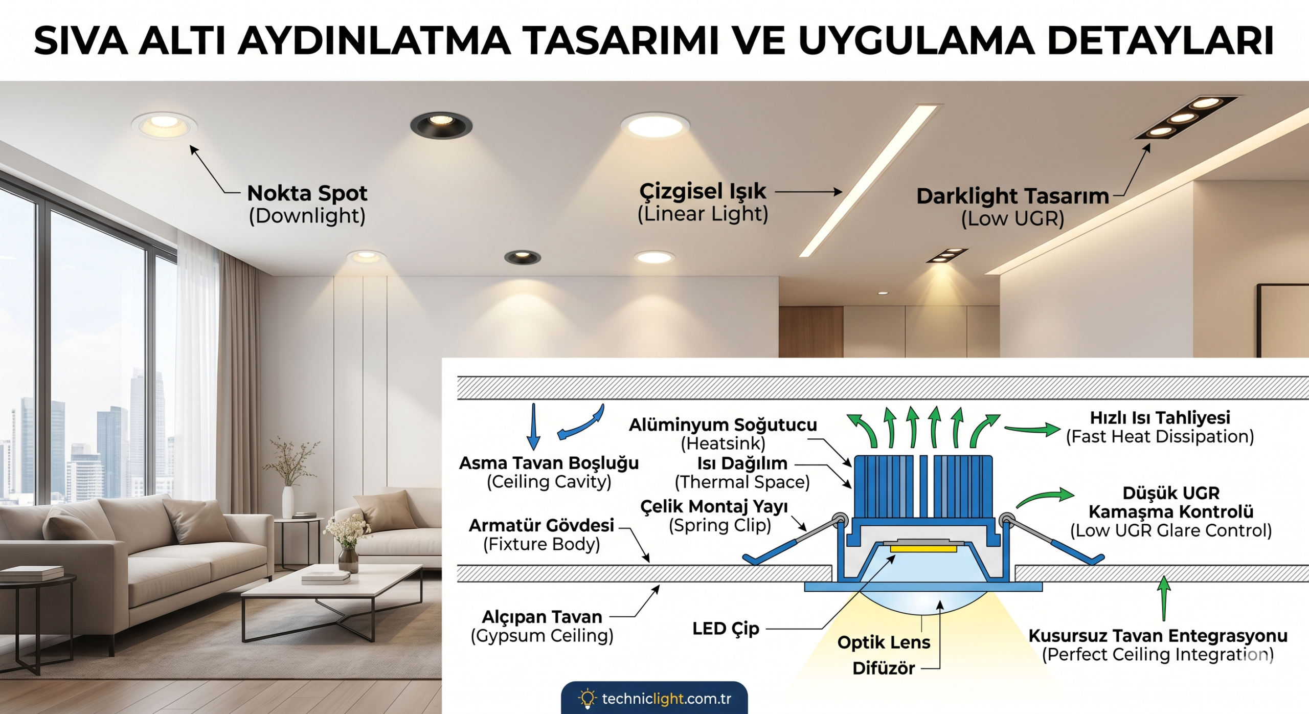 sıva altı led spot aydınlatma armatürü
