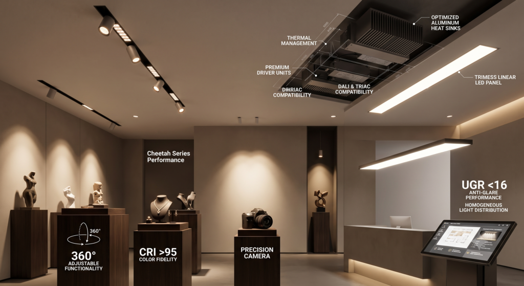 TechnicLight trimless sıva altı LED armatür ile modern mimari tavan aydınlatması tasarımı